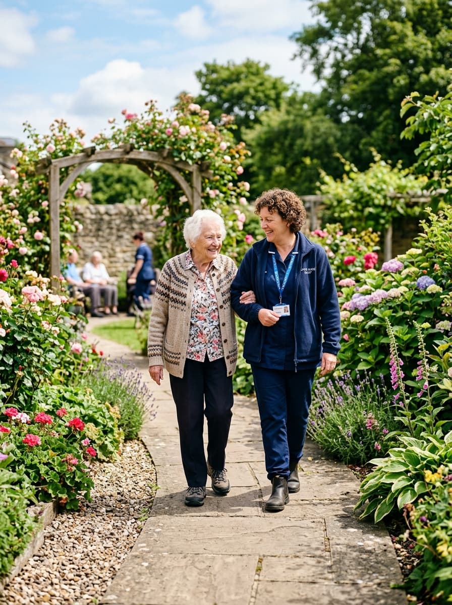 Caregiver supporting resident